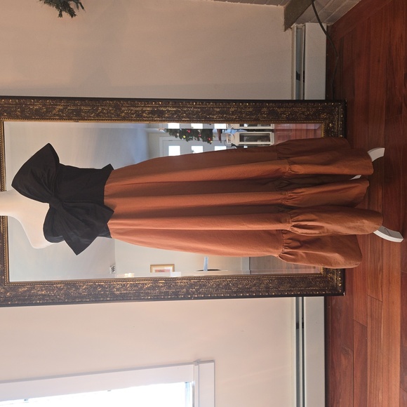 Anthropologie × Hutch Black Motif Bow Tie Strapless Ruffled Maxi Dress Size 16 - Picture 6 of 16